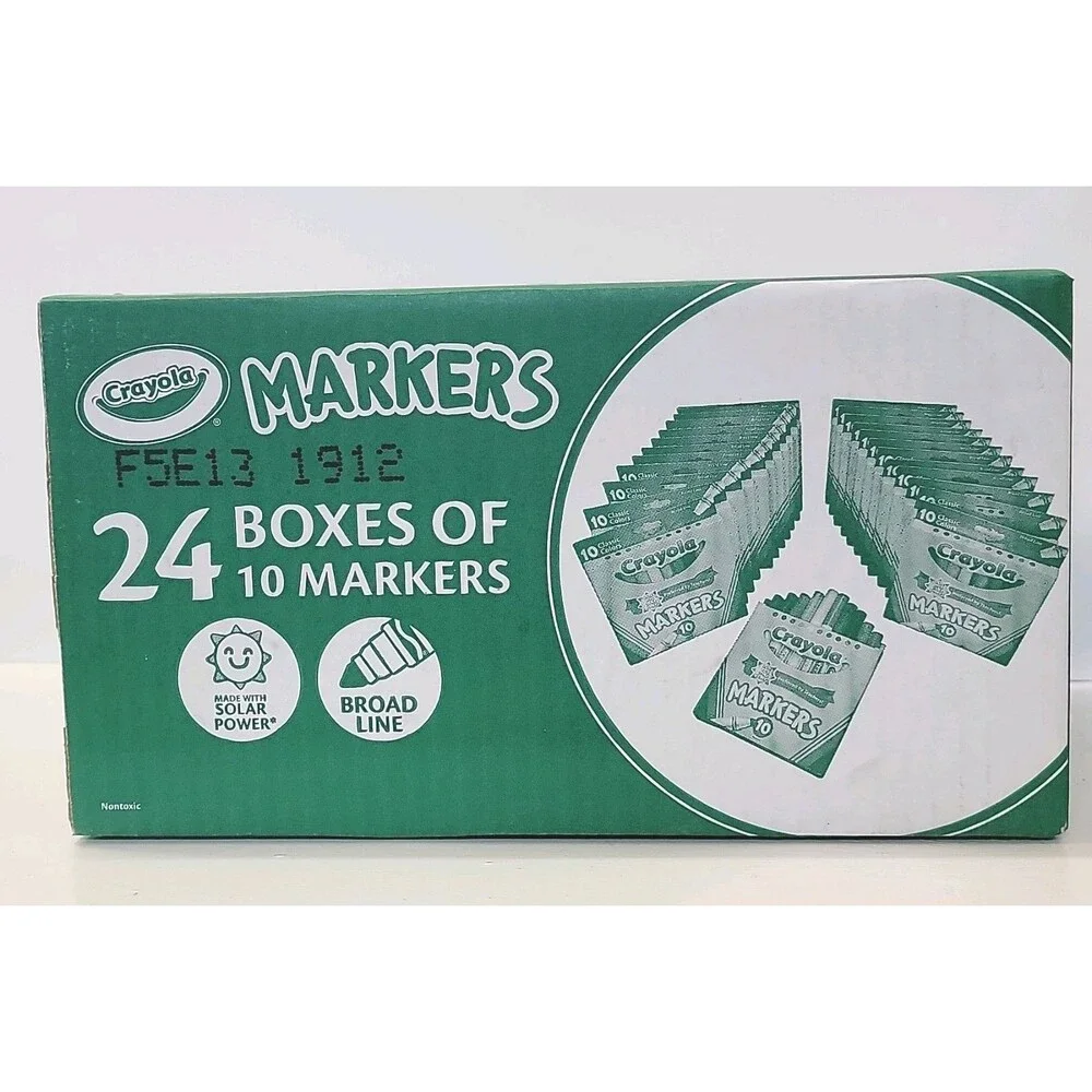 Crayola Broad Line Markers, Green, 24 Boxes of 10 (240 Total)